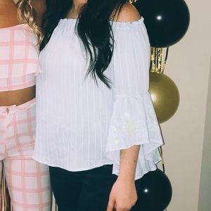 Off The Shoulder Light Blue Top